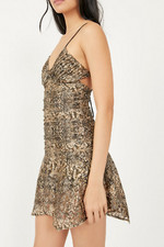 NEW FREE PEOPLE SNAKE PRINT SIERRA LACE MINI DRESS OB1485209 SIZE 4