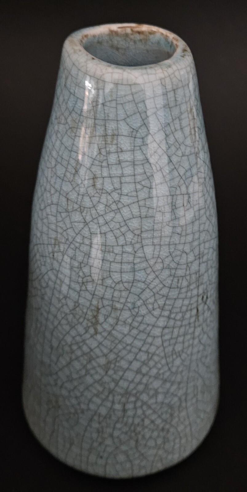 Turquoise Glazed Terracotta Cone Shaped Vase 6 Inches