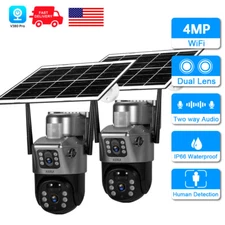 2PCS Solar Battery Powered Wireless WiFi Outdoor Home Security Camera System USA