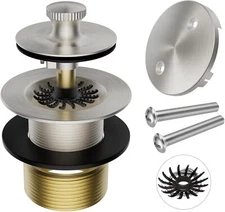 Brushed Nickel Tub Drain Stopper Bathtub Drain, Hair Catcher 