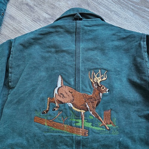 Carhartt Vintage Cacciatore Verde Tela Fienile Lavoro Coperta Foderata Cervo Grafica Fattoria Y2k - Foto 11 di 14