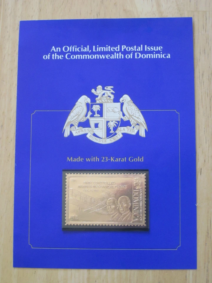 Dominica 'Grandes primicias en aviación' - Serie de estampillas de lámina de oro Foto 4 de 4