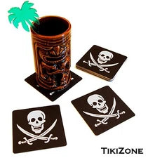 20 Jolly Roger/Skull and Crossbones Pirate Flag Drink Coasters Tiki Bar Skeleton