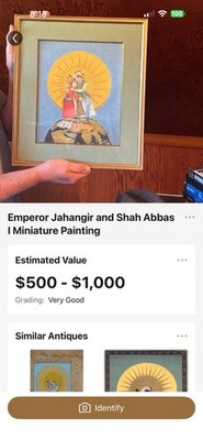 Mughal Miniature Painting of Emperor Jahangir & Shah Abbas I, Framed on Paper