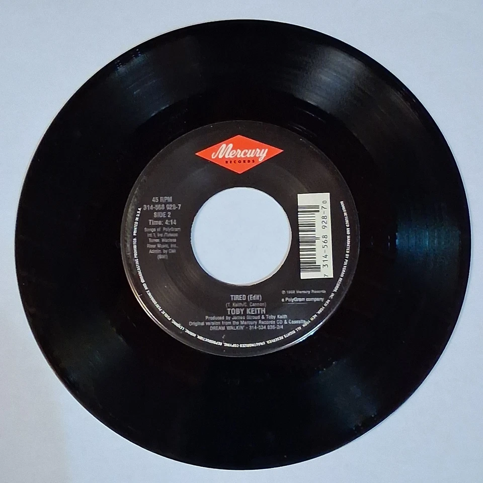 Toby Keith 7" Vinyl  Double Wide Paradise / Tired  45 rpm - Image 3 of 4