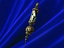 Hatpin with Vintage Tibetan Design &  antique Bronze & Hand Made Artisan Ceramic