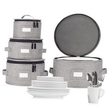 Set of 4 China Storage Cases for Dinnerware - Hard Shell Set of 4 Plate Cases