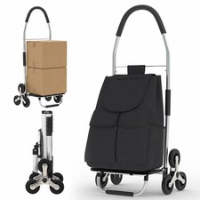 150 Lbs Aluminum Stair Climbing Utility Cart 56L Oxford Removable Bag Black