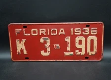1936 Florida AMBULANCE License Plate