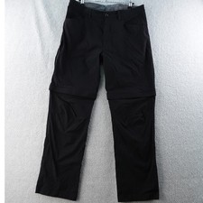 Eddie Bauer Mens 38x32 Convertible Hiking Pants Black Outdoor Travel Nylon