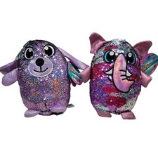 Shimmeez Marco the Elephant Delilah Dog Reversible Sequins Stuffed Animal Plush
