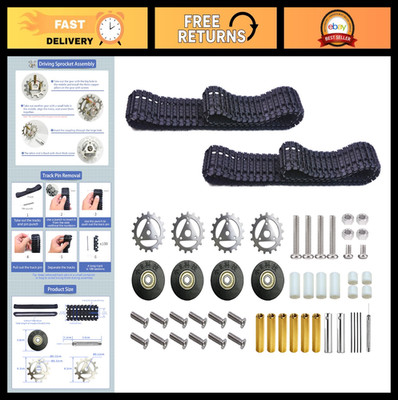 Adjustable Robot Tank Track Kit - Durable Tracks, Drive Gears & Tool for DIY RC