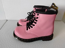 Dr. Martens 1460 Pastel Baby Pink Patent Lace Up Zip Combat Boots Toddler Size 8