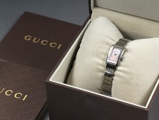 [N MINT /Case, Paper] Gucci 8600L 21mm Pink Shell Logo Dial Quartz Women's Watch