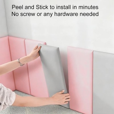 5 Stück 3D Wandaufkleber weiche Lederplatten Kinder Anti Kollision Kopfteil Dekor