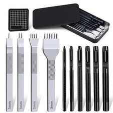 Leather Stitching Punch Hole Punch Tool Set, 3mm 1/2/4/6 Prong Punch Chisel