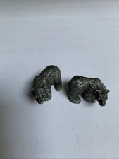 Set of 2 Vintage Collectibles Hudson Pewter Ark Bear Figurine.Stamped. 7295,7296