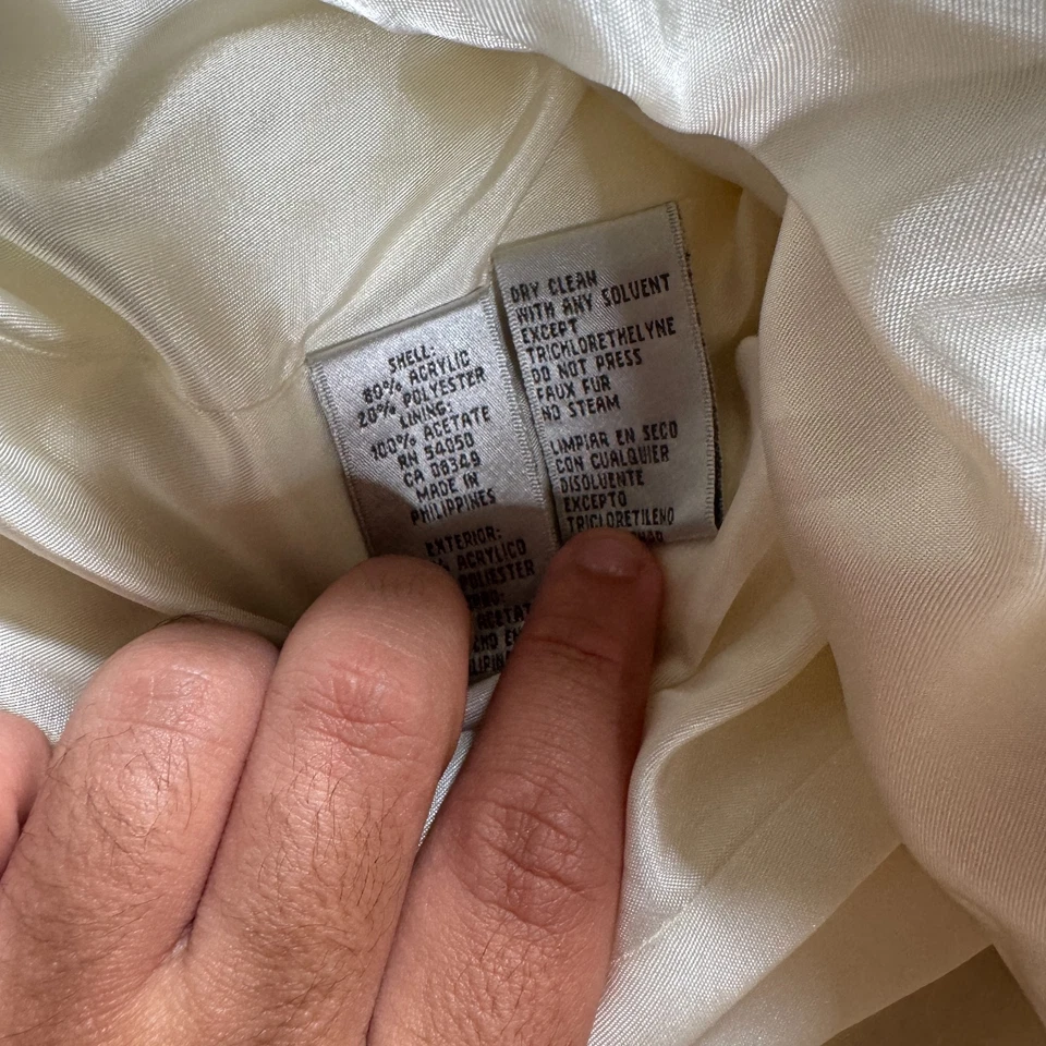 Chaleco Nine West para mujer XL vainilla piel sintética pompón cordón con capucha cremallera completa Foto 4 de 4