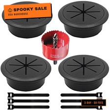 4 Pack Desk Grommet 2 Inch 50 mm , Desk Hole Cover for Cables, Black Desk Cord