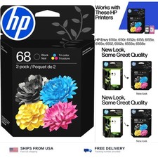 HP 68 Black/Tri-Color Ink Cartridges 2-Pack Works with Envy 6100e, 6500e ...