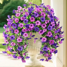 32Stems Artificial Fake Hanging Plants Flowers for Outdoors Summer Purple 