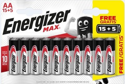 Energizer Alkaline Max Batterie Mignon AA 1,5 V, 15 + 5 Pack  Batterie