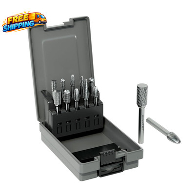 Professional 10 Pcs Tungsten Carbide Rotary Burr Bits Set Double Cut Carbide....