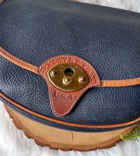 Vintage Dooney & Bourke Navy Blue Leather Calvary Purse Trooper Crossbody Bag - Picture 9 of 10