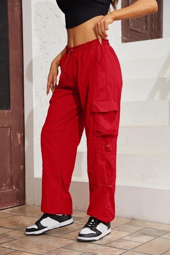 Baggy Parachute Pants for Women& Girls Drawstring Elastic Low Waist Ruched Ca... - Picture 5 of 6