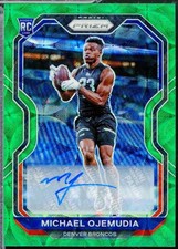 Michael Ojemudia Rookie 2020 Panini Prizm Autograph Prizms Green Scope /75 #317 