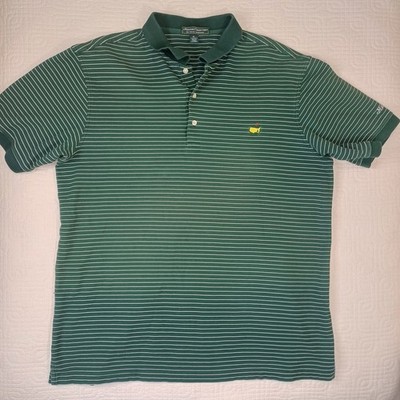 Masters XLarge Green Striped Polo Shirt 60s Two-Ply Mercerized Yellow Logo 