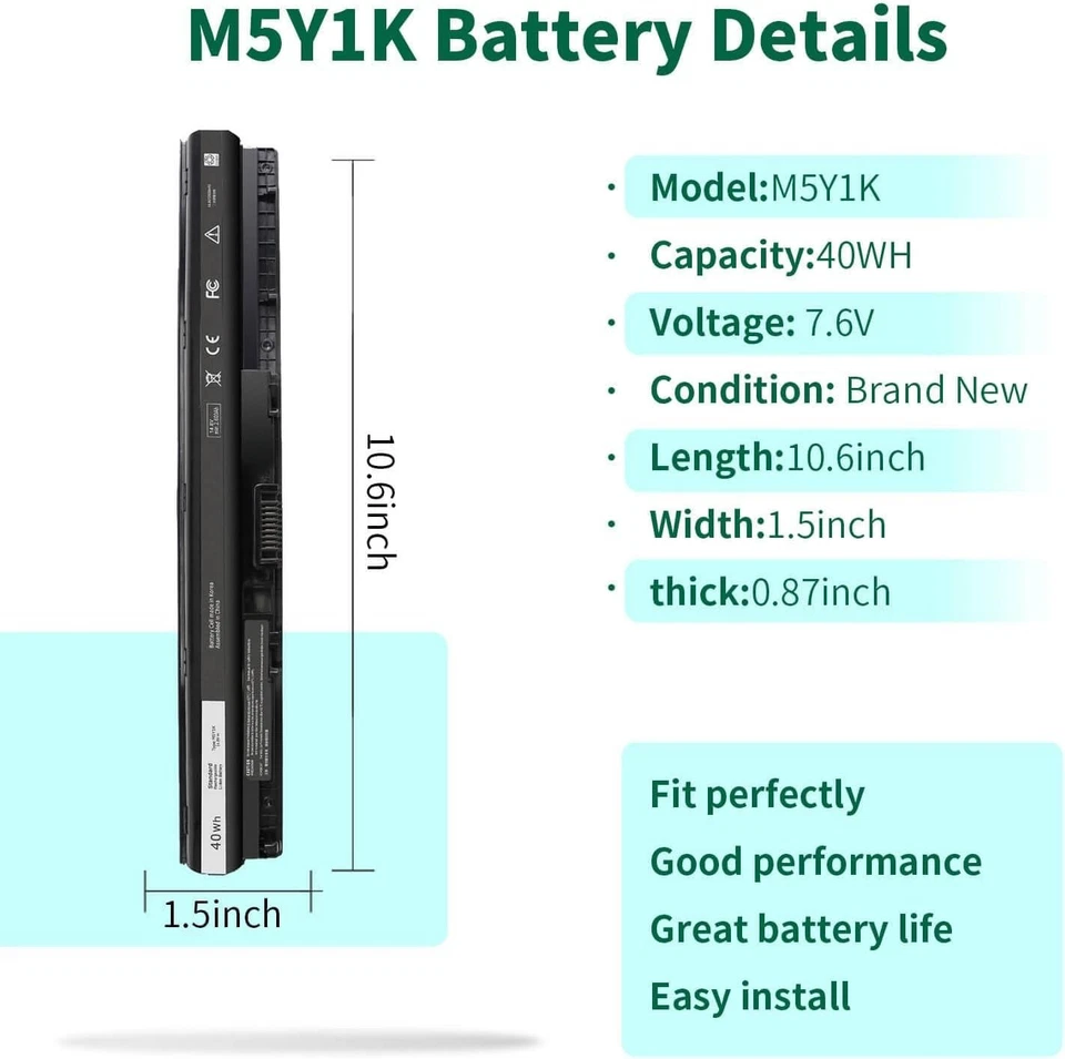 Batería 40Wh M5Y1K K185W 14.8V para Dell Inspiron 3451 3458 5455 5551 5555 5558 Foto 3 de 4