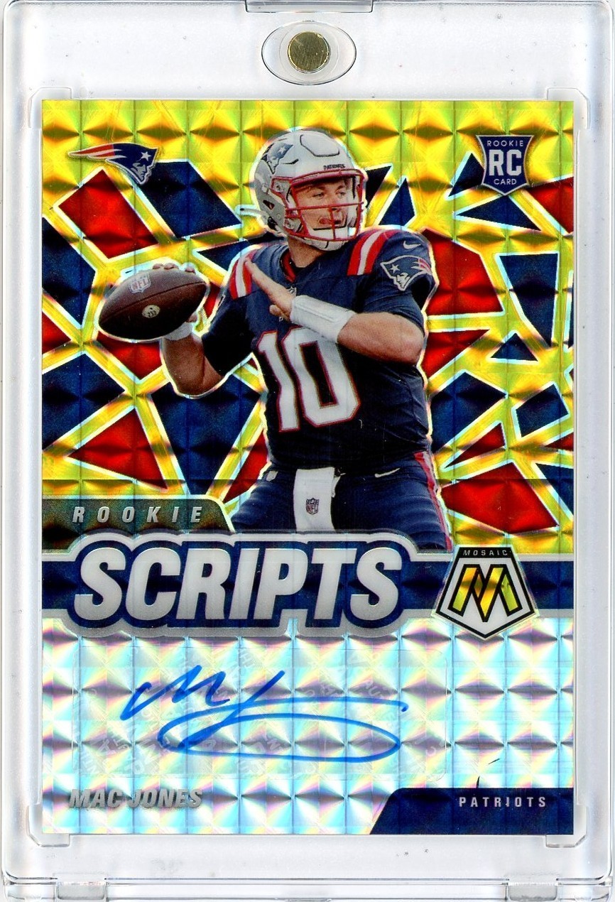 Mac Jones Panini Mosaic Rookie Scripts #RS6 Gold