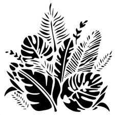 Really Great Stencils, Tropical Foliage Stencil, 6x6", Card Front, Palm, Leaves