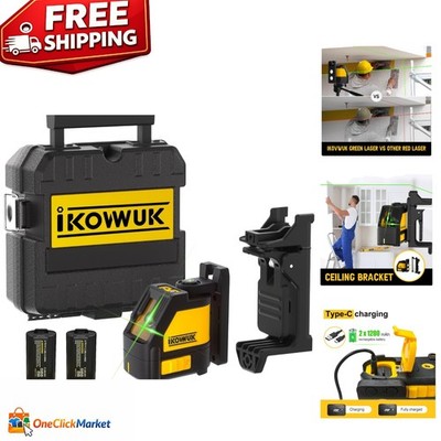 Professional Self-Leveling Laser Level with 2 Rechargeable Batteries & Brackets