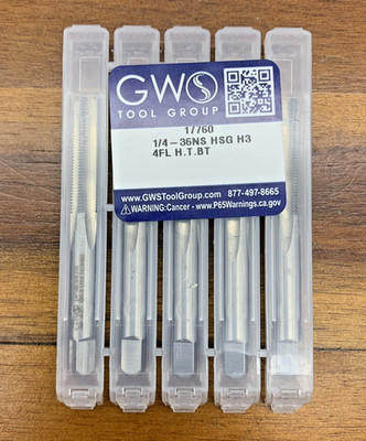 5 Piece GWS Tool Group 17760 Hand Tap Taper Plug 1/4'' x 2 3/8'' Length New