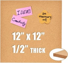 12x12 Cork Board Tiles Bulletin Board 1/2" Thick Small Square Cork Boards Walls