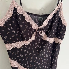 Wild Fable Black Floral Maxi Dress XXL Babydoll Lace Trim Cottagecore Bias y2k