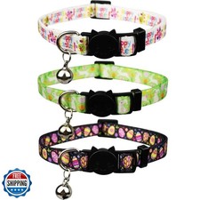 3 Pack Easter Cat Collar with Bell Breakaway Adjustable