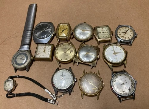 Vintage Watch Lot Hamilton Timex Westclox Croton Vidar Parts Repair Winton Mens