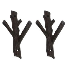 2 Pcs Decorative Branch Cast Iron Wall Hooks/Hanger/Heavy Duty Home Storage Rack