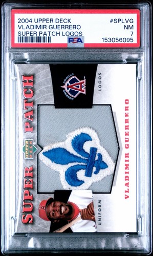 2004 VLADIMIR GUERRERO UPPER DECK SUPER PATCH LOGO *GAME WORN* PSA 7 ULTRA RARE