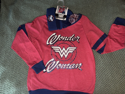 #ad DC Comics Wonder Woman Women’s Graphic Print Pullover Sweatshirt Red Blue S $7.50