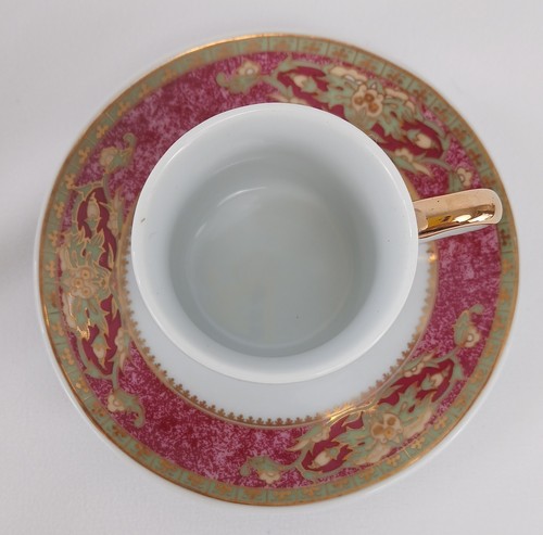 Juego de 6 tazas y platillos de café espresso Yamason Fine China - rojo y dorado, sin astillas - Imagen 13 de 21