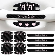 8 PCS Trust in God Car Door Handle Protector, Coquette Pink Bow Cars Door Cup...