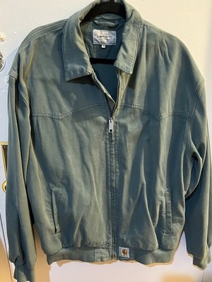Carhartt WIP OG Santa Fe Jacket Size XL Faded Green Canvas Coat Regular Fit