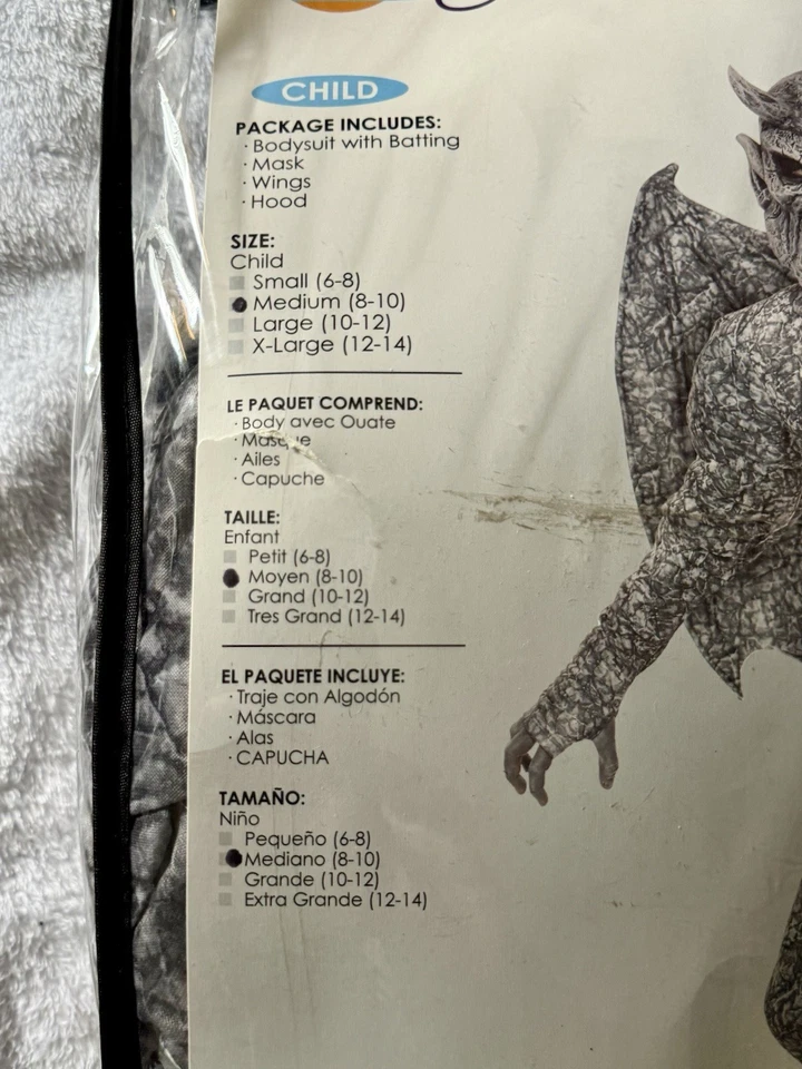 Disfraz de Halloween gárgola espantosa para niños talla mediana (8-10) envío gratis Foto 3 de 4