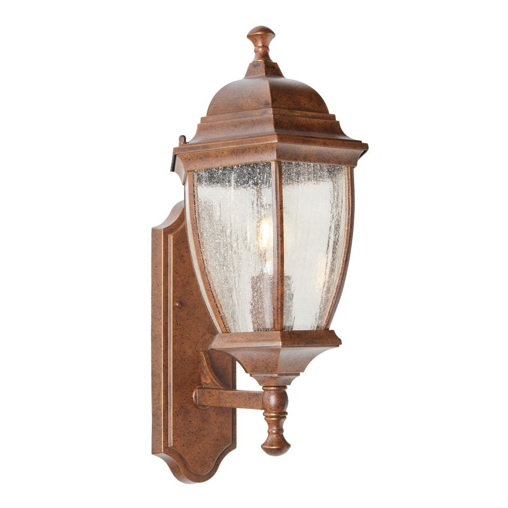 Litecraft Deonte Outdoor Wall Light IP44 Oversized Seeded Glass Lantern - Bronze