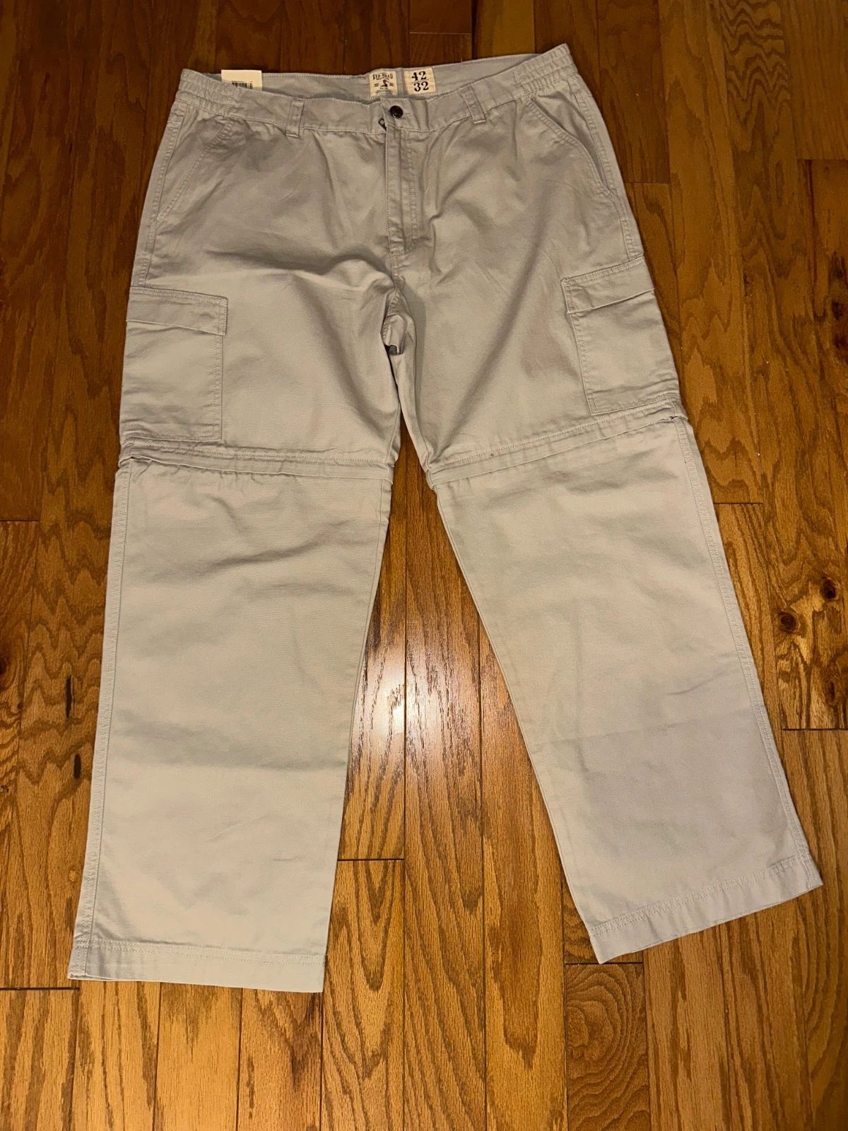 NWTRedHead Mens Beige Canvas Zip Off Cargo Pants Convertible42x32 Hiking Hunting