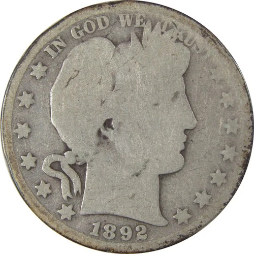 1892 O Barber Half Dollar AG About Good Silver 50c Coin SKU:I22758
